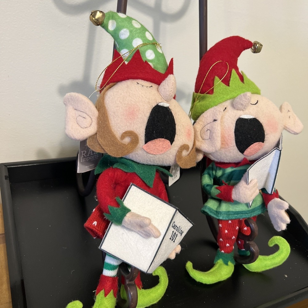 Set of 2 RAZ Caroling Elves 11.5" T Arms & Legs Bendable - Picture 2 of 14